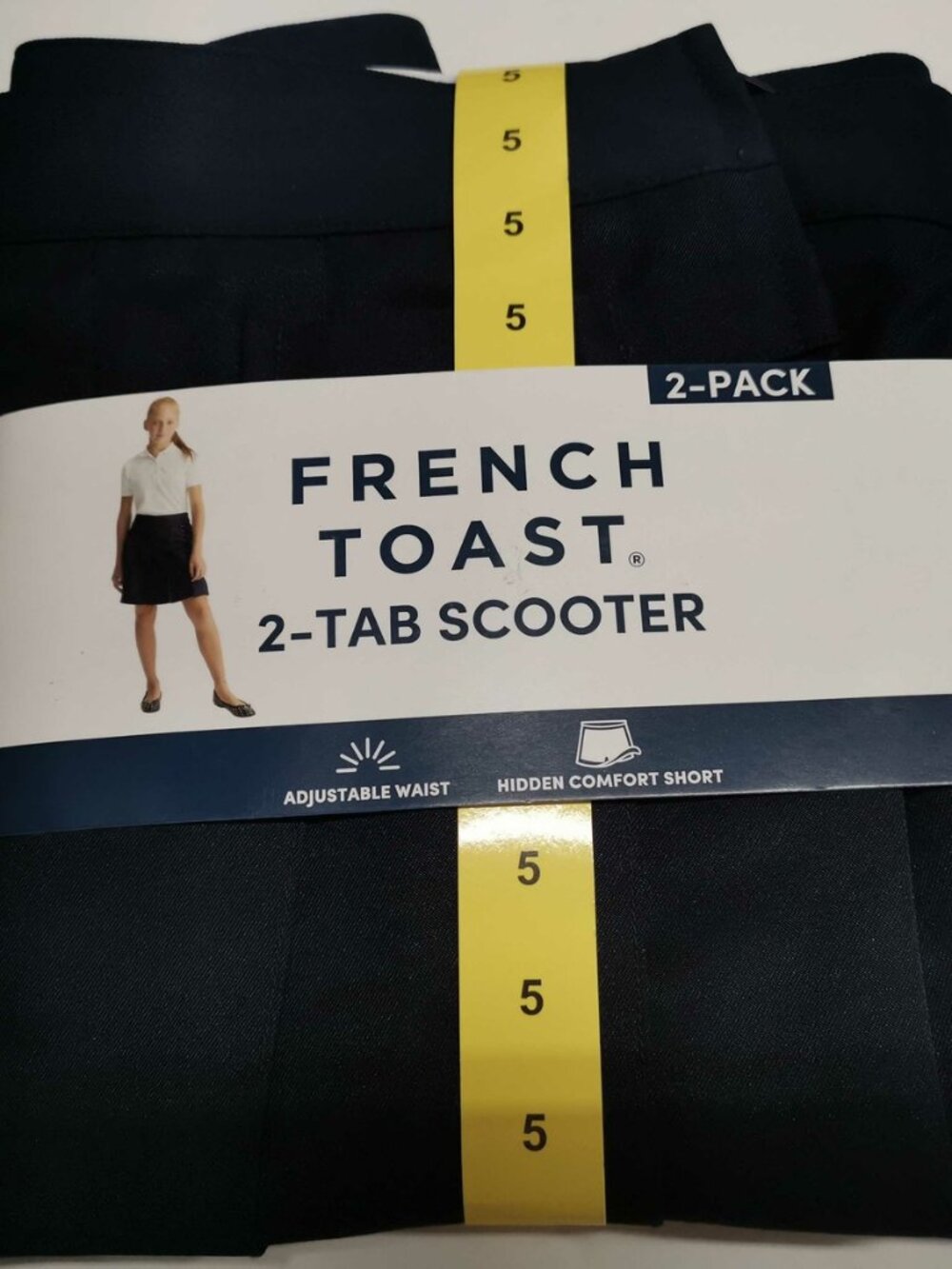 Girls French Toast 2-PACK Tab Pleated Scooter Skirt SIZE 5 - NAVY